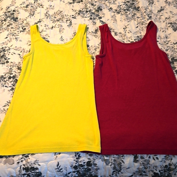 Bundle of 2 Mossimo Women's size Medium soft tank tops- lemon lime and raspberry - Picture 5 of 5